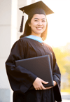 Proud Moment: Asian Woman in Cap and Gown