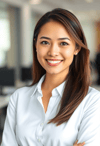 Confident Businesswoman in a Blurred Office Ambiance