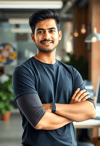 Energetic Entrepreneur in Composed Stance