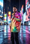 Urban Cyber-Knight in Metallic Armor