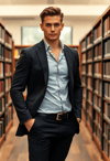 Charming Bibliophile in a Rustic Library