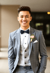 Young Man in a Modern Gray Suit