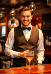 Charming Barman in Elegant Bow Tie