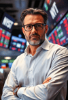 Dynamic Male Broker Navigating Stock Fluctuations