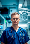 Patient-Focused Male Nurse in High-Tech Hospital