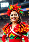 Joyful Cheerleader Leaps with Glee