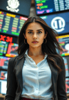Focused Female Trader Analyzing Market Trends