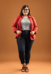 Confident and Chic: Obese Woman's Studio Snapshot