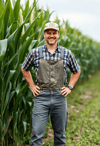 Contented Male Farmer by Cornfields