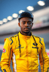 Speed Meets Confidence: Racer in Yellow
