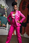 Feminine Power: Pink Suited Woman