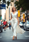 Graceful Summer Stroll: Elegant Woman