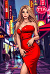 Glamorous Femme Fatale on the Streets