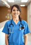 Compassionate Female Nurse in Bright Clinic Environment