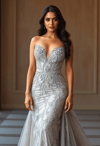 Glamorous Bollywood Actress in Silver Elegance