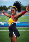 Dynamic Cheerleader Kicks the Sky
