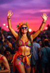 Electric Vibes at Dusk: The Free-Spirited Enthusiast