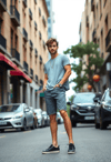 Dynamic Pose: Man Embracing Summer