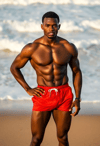 Baywatch-Inspired Lifeguard in Red