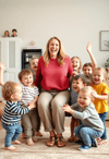 Content Mother with Her Spirited Toddlers