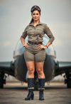 Trailblazing Female Pilot Standing Tall