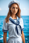 Navigating the Dream: A Young Woman at Sea