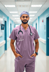 Dedicated Male Nurse in Cutting-Edge Medical Ward