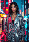 Cyberpunk Vixen: Neon Rain Dancer