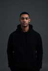Bold and Basic: Man in Black Hoodie
