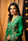 Elegant Bollywood Beauty in Emerald Radiance