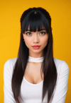 Modern Beauty with Straight Bangs
