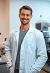 Charismatic Young Caucasian Male Scientist in a Hi-Tech Lab