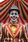 Charismatic Male Clown in Striking Attire