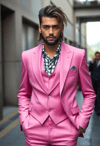 Rebellion in Pink: Edgy Suit Look for Men