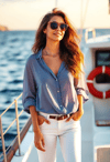 Casual Chic Lady on a Sunlit Yacht