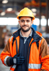 Determined Male Worker in Full Safety Gear
