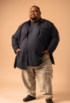 Timeless Elegance: Obese Male Model in Casual Attire
