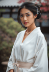 Ethereal Beauty: Woman in White Kimono