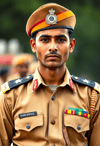 Strategic Wisdom: Man in Military Patch Uniform