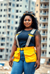 Charming Woman Builder with Yellow Tool Belt