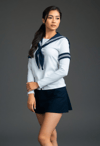 Ocean's Whisper: A Young Woman's Maritime Elegance