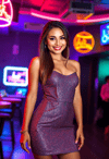 Glimmering Glam: A Woman in the Neon Glow
