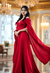 Crimson Majesty: Asian Beauty Amidst Chateaux Lights