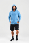 Sporty Vibes: Man in Light Blue Hoodie