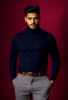 Sophisticated Edge in Navy Turtleneck