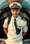 Charismatic Male Pilot in Control