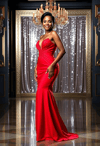 Radiant Woman in a Red Ball Gown at Prom