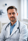 Poised European Male Doctor with Confident Expression