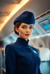 Sophisticated Stewardess in Calm Airplane Environment