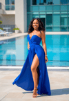 Elegant Poolside Diva in Blue